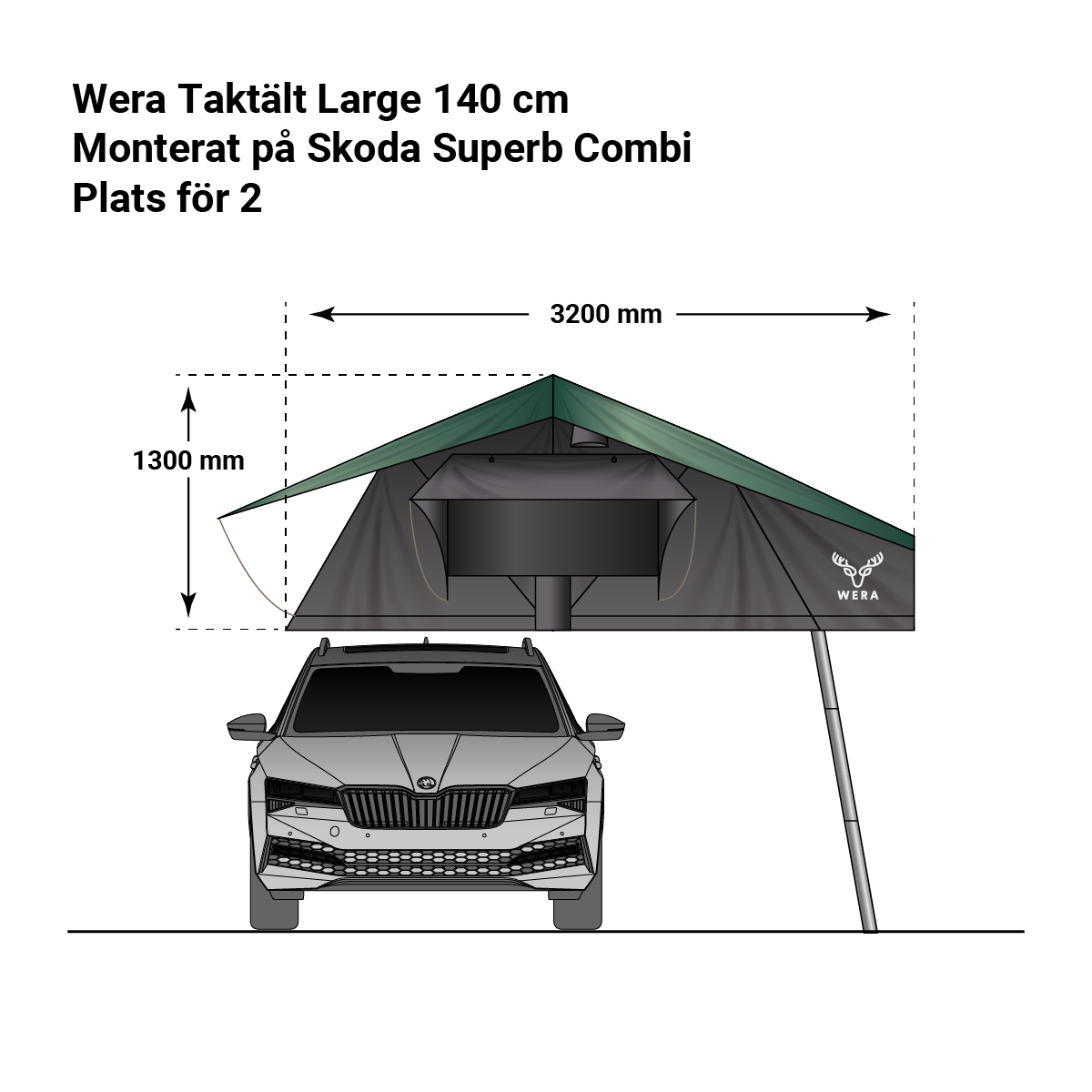 wera taktält 140 cm mått front