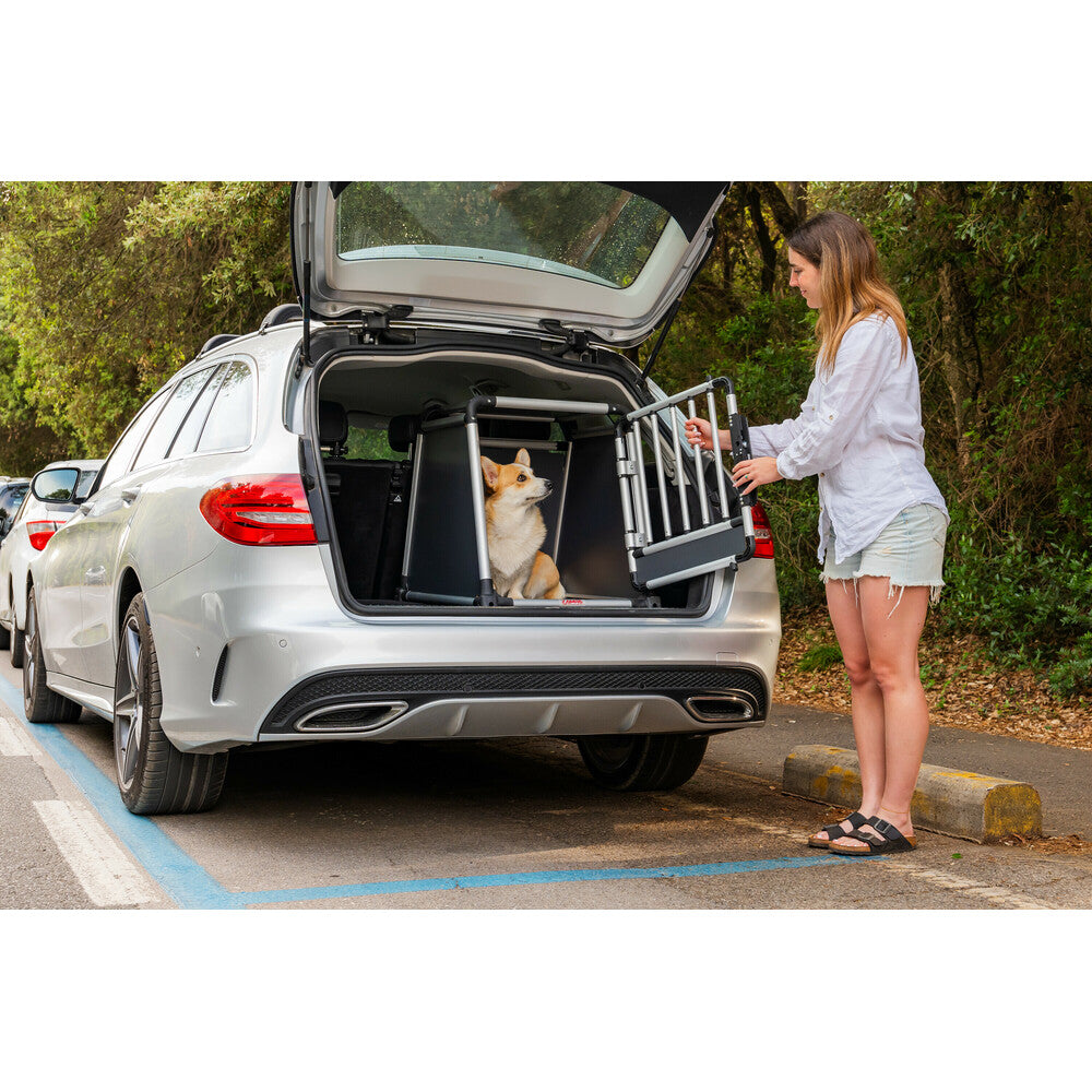 Premium hundbur i aluminium för personbil – Typ 1 – 50 × 60 × H 55 cm