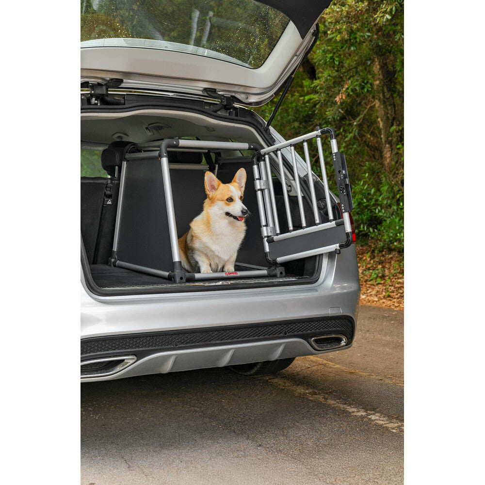 Premium hundbur i aluminium för personbil – Typ 6 – 55 × 77 × H 60 cm