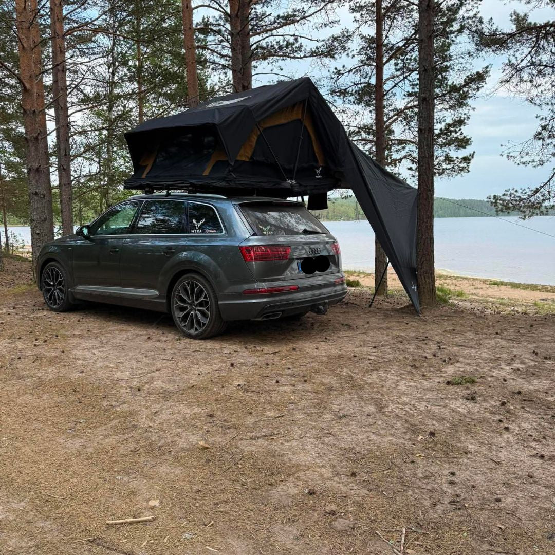 taktält med tarp och utsikt