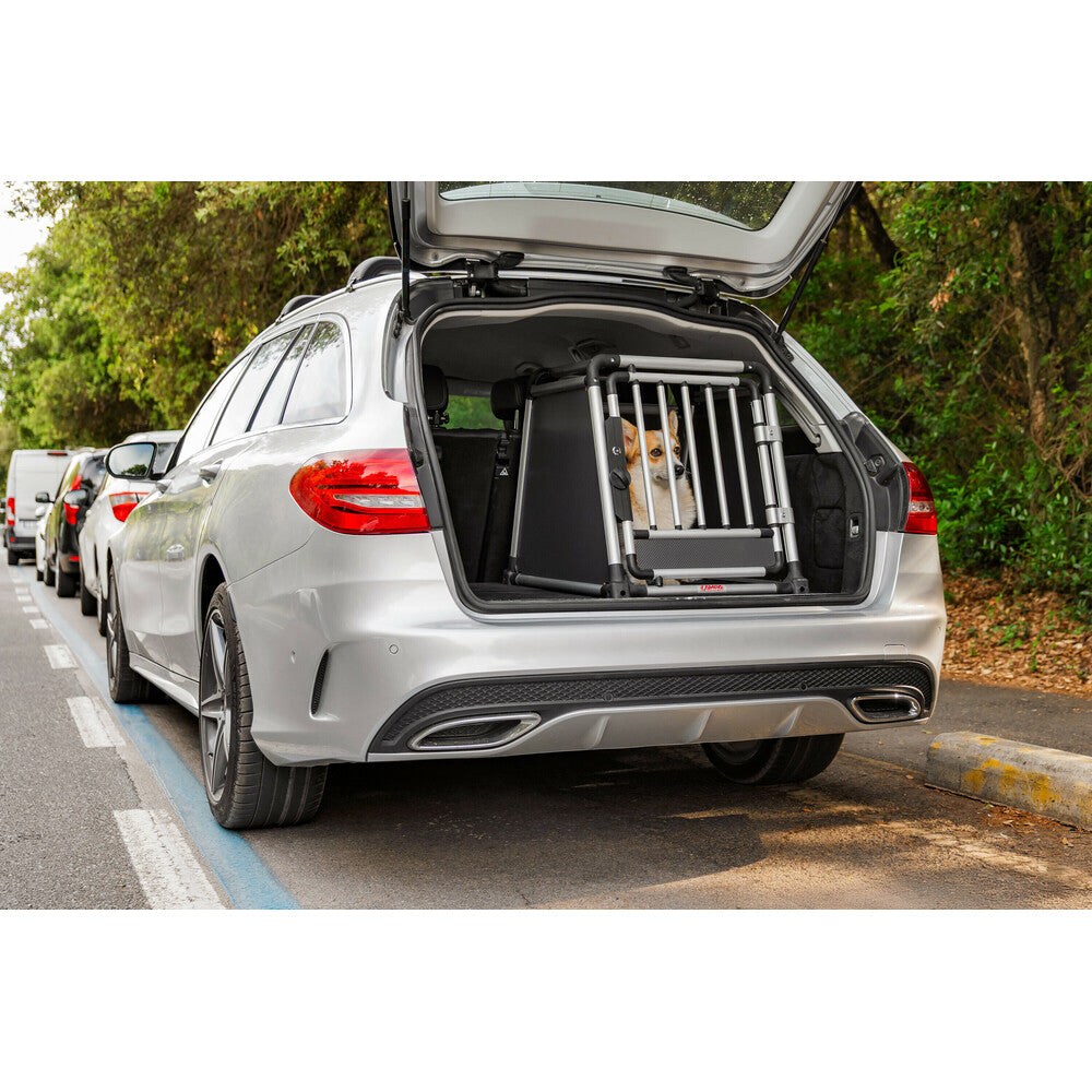 Premium hundbur i aluminium för personbil – Typ 6 – 55 × 77 × H 60 cm